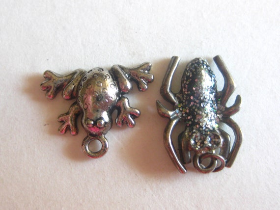 Mini Pendant Charm Lot (2) Frog Bug Metal Jeweled… - image 5