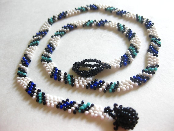 Necklace Southwestern Seed Bead Handmade Vintage … - image 5