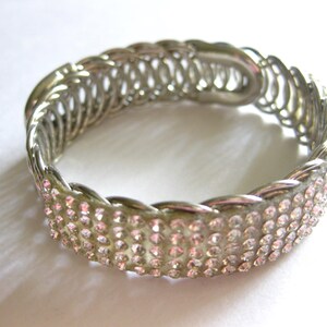 Bracelet Silver Clear Rhinestone Wrap Vintage