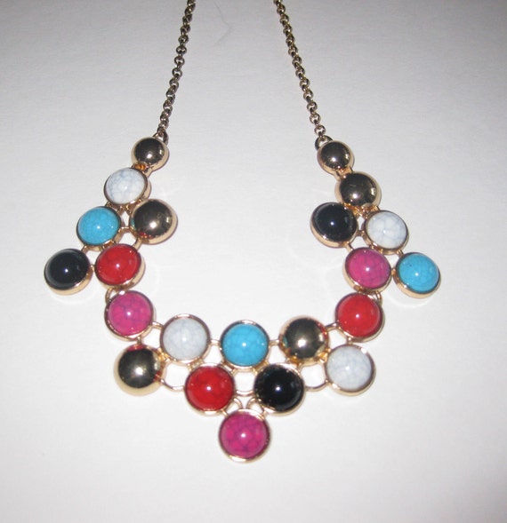 Bib Necklace Multicolored Rainbow Vintage