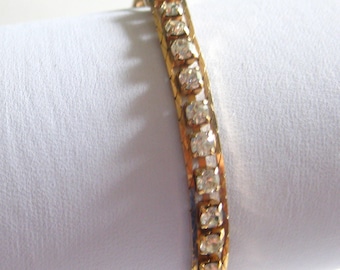 Clear Crystal Rhinestone Tennis Bracelet Vintage