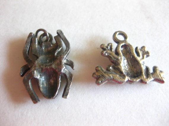 Mini Pendant Charm Lot (2) Frog Bug Metal Jeweled… - image 4