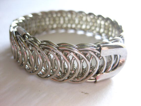 Bracelet Silver Clear Rhinestone Wrap Vintage - image 2