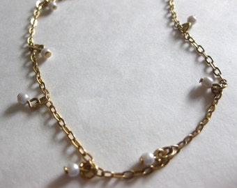 Pearl Anklet Ankle Bracelet Avon 8" Dangle Vintage