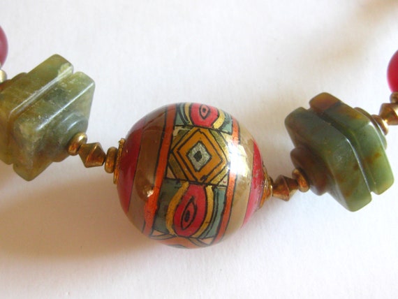 Green & Multicolour Chunky Crystal Beaded Necklace