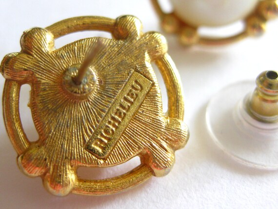 Richelieu Earrings Pearl Pierced Signed Vintage - image 3