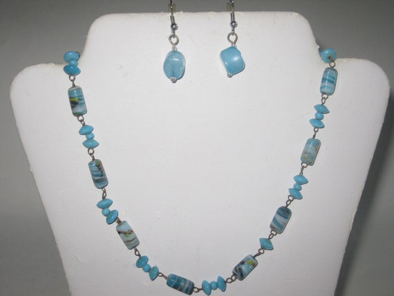 Southwestern Set Turquoise Choker Necklace Earrin… - image 3