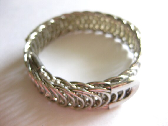 Bracelet Silver Clear Rhinestone Wrap Vintage - image 3