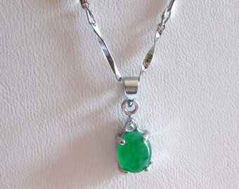 Necklace Green Moonstone Silver 18KGP Old Stock Vintage