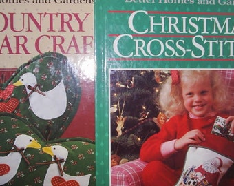 Christmas Cross Stitch and Country Bazaar Better Homes Gardens Lot 2 Books Vintage Craft Patterns