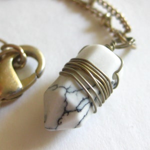 Necklace Howlite Pendant Ball and Chain 16&quot;-18&quot; Adjustable