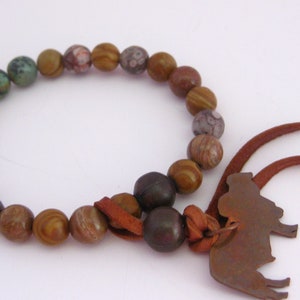 Gemstone Beaded Bracelet Tiger Eye Steer Southwestern Vintage