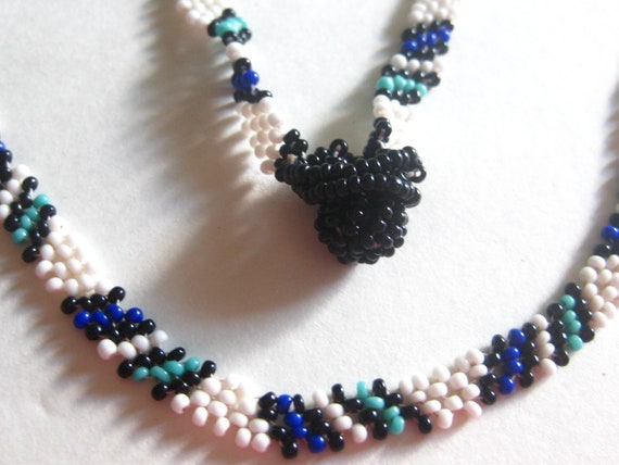 Necklace Southwestern Seed Bead Handmade Vintage … - image 1