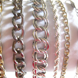 Chain Link Bracelets Anklet Vintage Lot (6) Silver Tone
