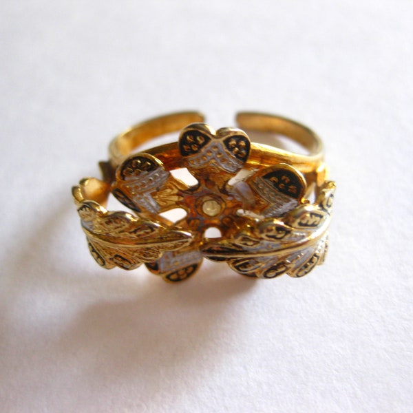 Damascene Ring Heart Size 5 1/2 Vintage