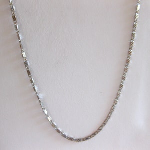 Chain Link Silver Necklace 18k Gold Plated 24&quot; Vintage
