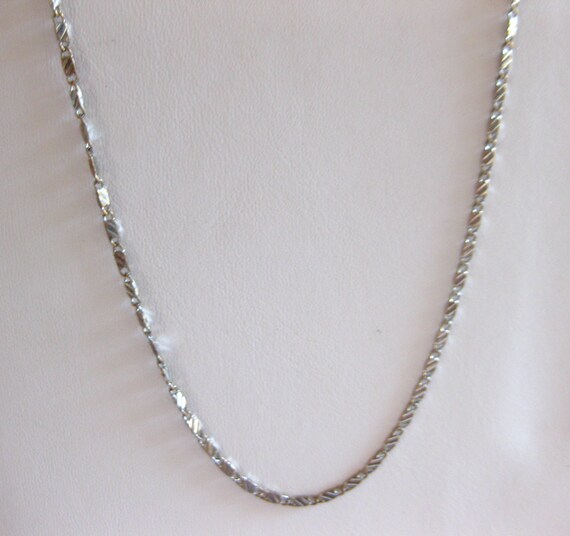 Chain Link Silver Necklace 18k Gold Plated 24" Vi… - image 1