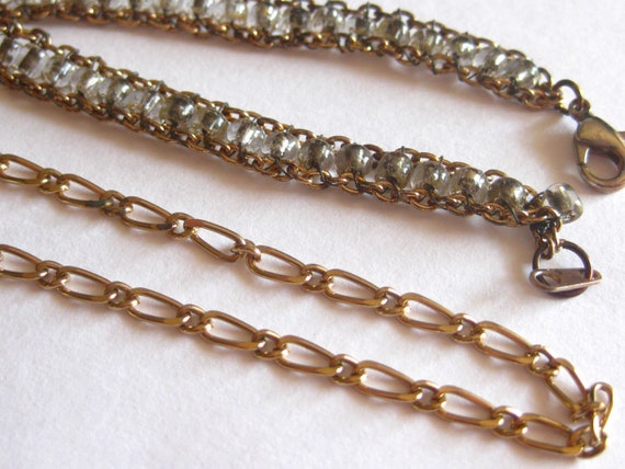 Bracelet Lot (2) Chain Link Gold Glass Beads Vint… - image 4