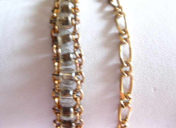 Bracelet Lot (2) Chain Link Gold Glass Beads Vint… - image 5