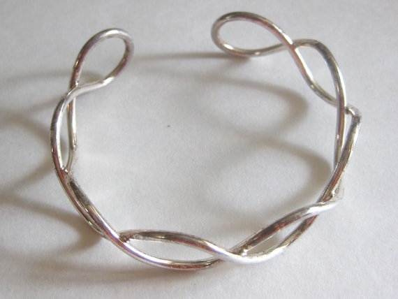 Silver Cuff Bracelet Lot (2) Heart Rhinestone Vin… - image 3