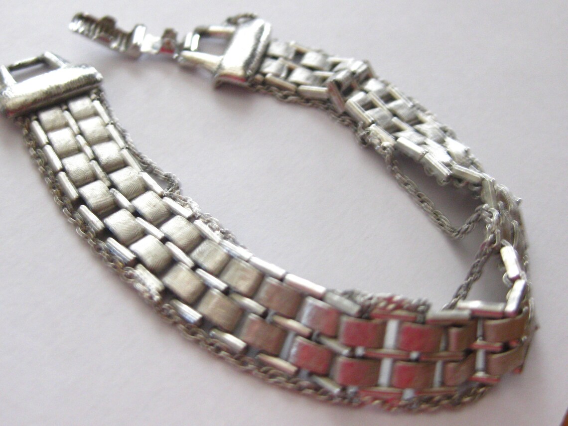 Goldette NY Bracelet Chain Link Threestrand Vintage 1970s Etsy