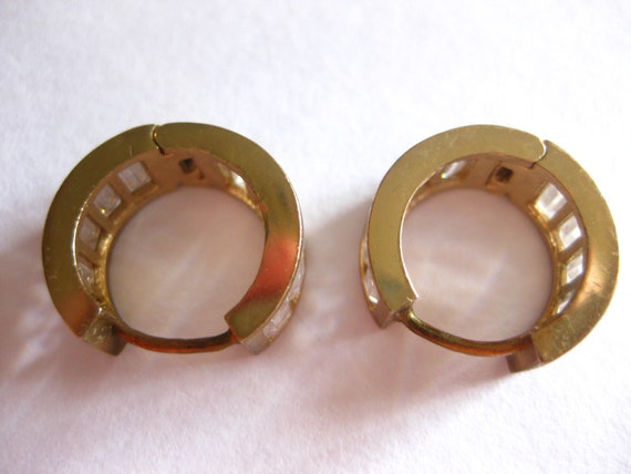 Earrings Half Hoop Glass Beads Pierced Vintage - image 3