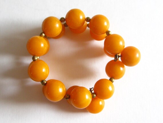 Wrap Bracelet Butterscotch Chunky Beads Vintage - image 2