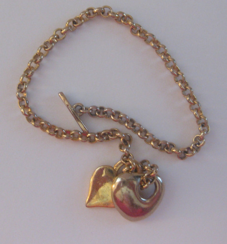 GUESS Heart Charm Bracelet Gold Tone Necklace Lot 2 Vintage Etsy