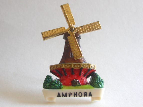 Windmill Brooch Holland Amphora Souvenir Dutch Vi… - image 1