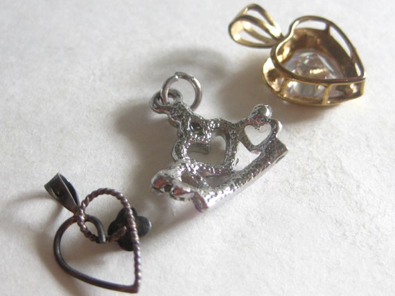 Heart Crown 925 Lot (3) Pendants Vintage Purple R… - image 4