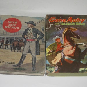 Gene Autry Wild Bill Hickok Kids Book Lot (2) 1947 1955 Vintage