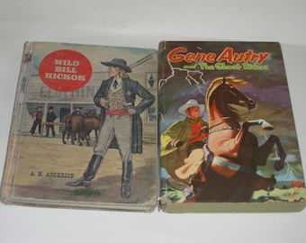 Gene Autry Wild Bill Hickok Kids Book Lot (2) 1947 1955 Vintage