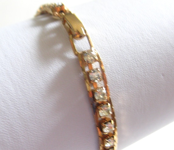 Clear Crystal Rhinestone Tennis Bracelet Vintage - image 2