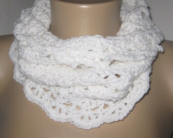 New Crocheted Cowl Neck Warmer White Lace Free Shipping