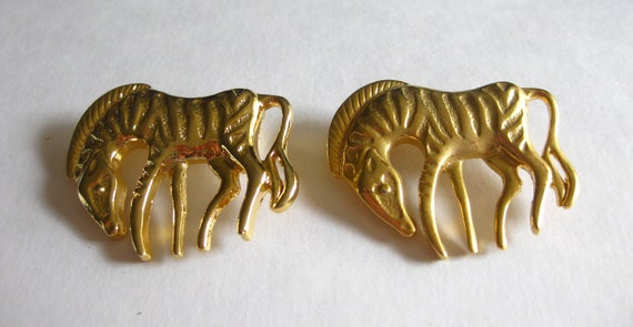 Zebra Brooch Gold Lot (2) Vintage - image 2