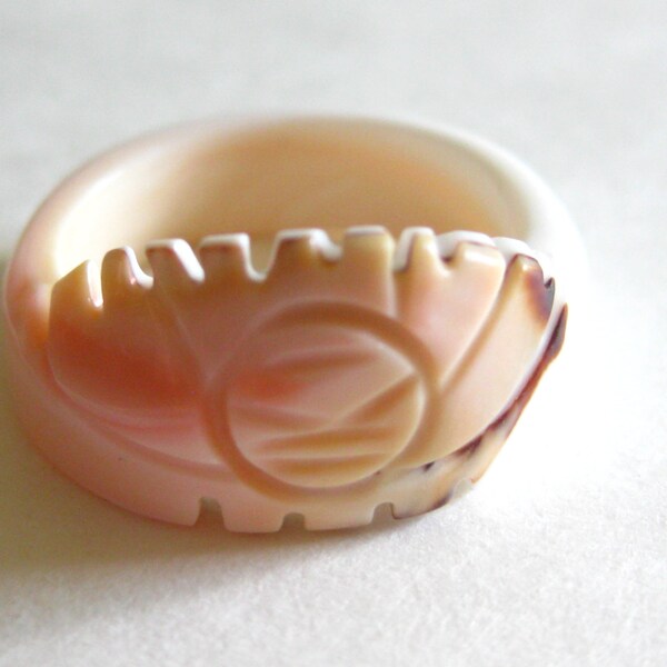 Carved Shell Ring Etsy