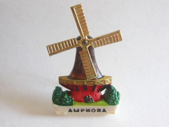 Windmill Brooch Holland Amphora Souvenir Dutch Vi… - image 3