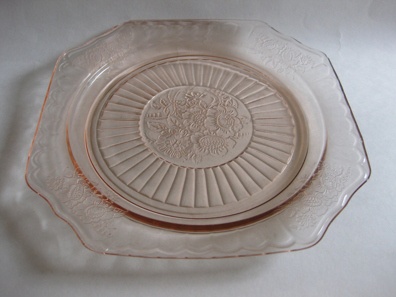 Pink Depression Glass Dinner Plate Madrid Federal Glass Etsy
