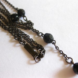 Necklace Black Glass Beads Double Strand Vintage