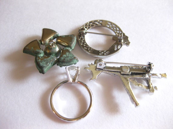 Jewelry Lot (4) Brooch Ring Pendant Silver Vintage - image 7