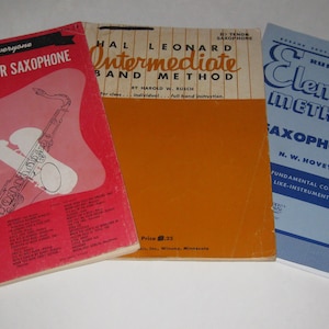 Elementary Saxophone Music Book Lot (3) Vintage Tenor Band 1950&#39;s 1960&#39;s