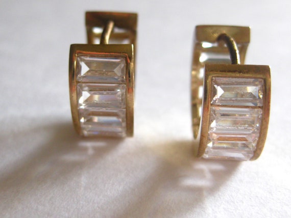 Earrings Half Hoop Glass Beads Pierced Vintage - image 4