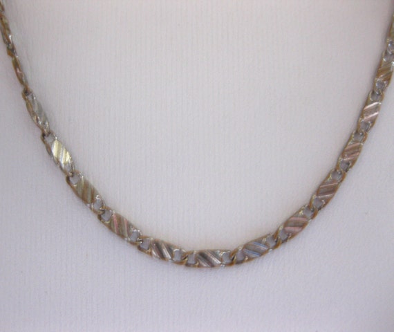 Chain Link Silver Necklace 18k Gold Plated 24" Vi… - image 3