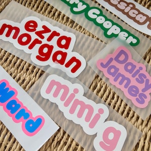 Vinyl Bubble Name Label Sticker / Water Bottle / Back to School / Kids Lunchbox Stickers