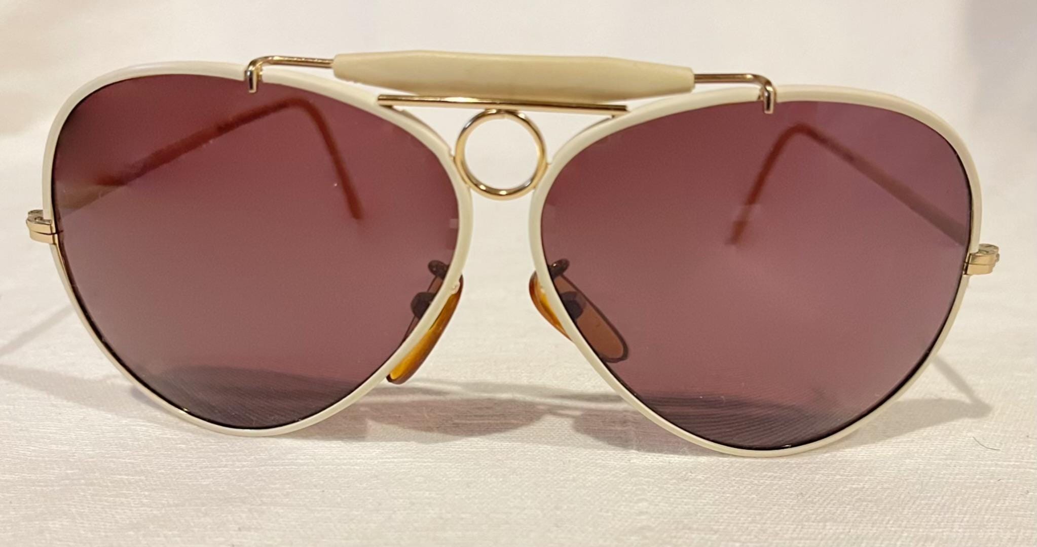 NWOT Polo Ralph Lauren 70s Style Sunglasses Vintage 1970s POLO Ralph Lauren Sunglasses, White & Gold  main image 3