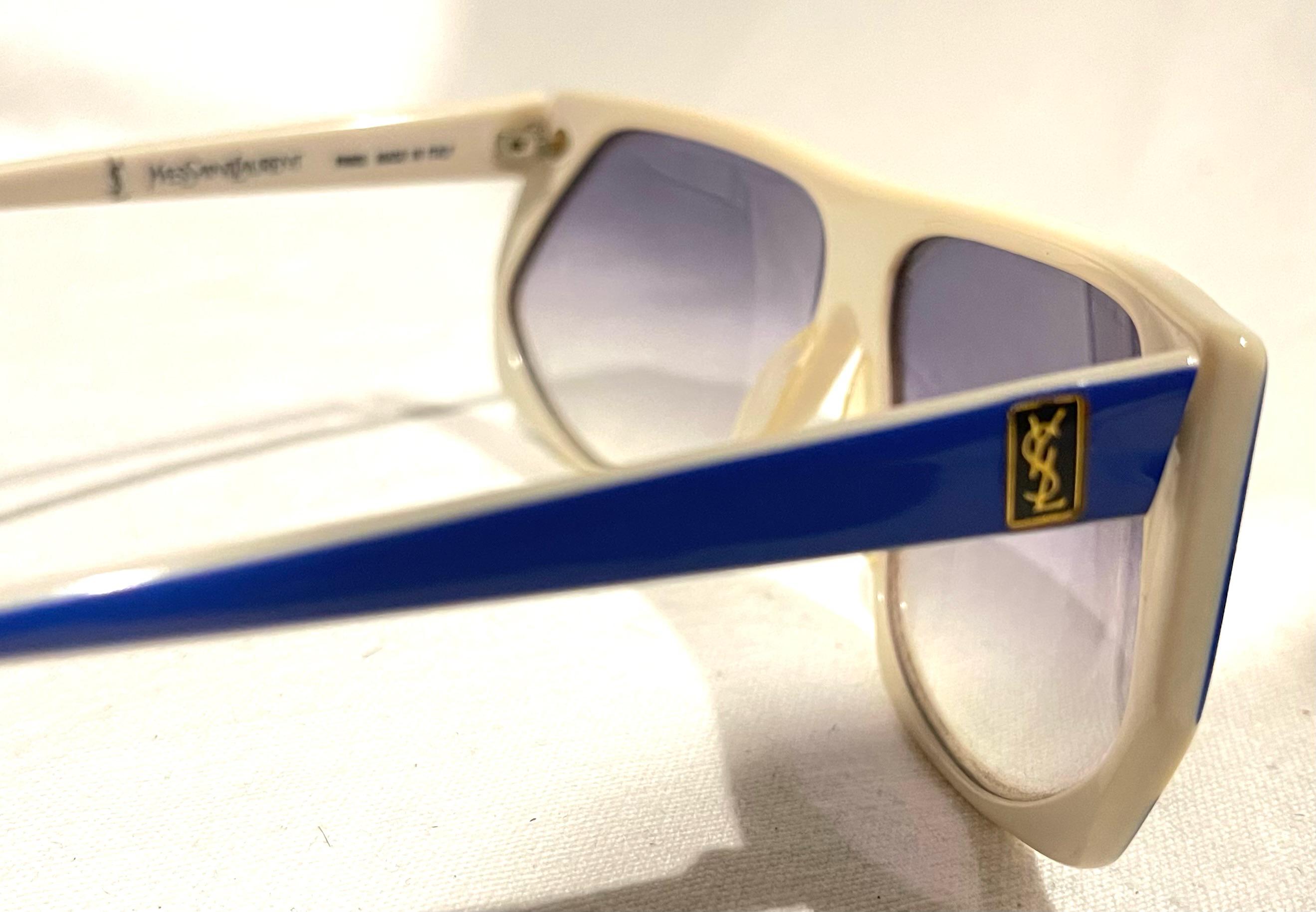 【70's】Yves Saint Laurent Sunglasses Original Vintage 1970's Yves Saint Laurent YSL169 White/blue