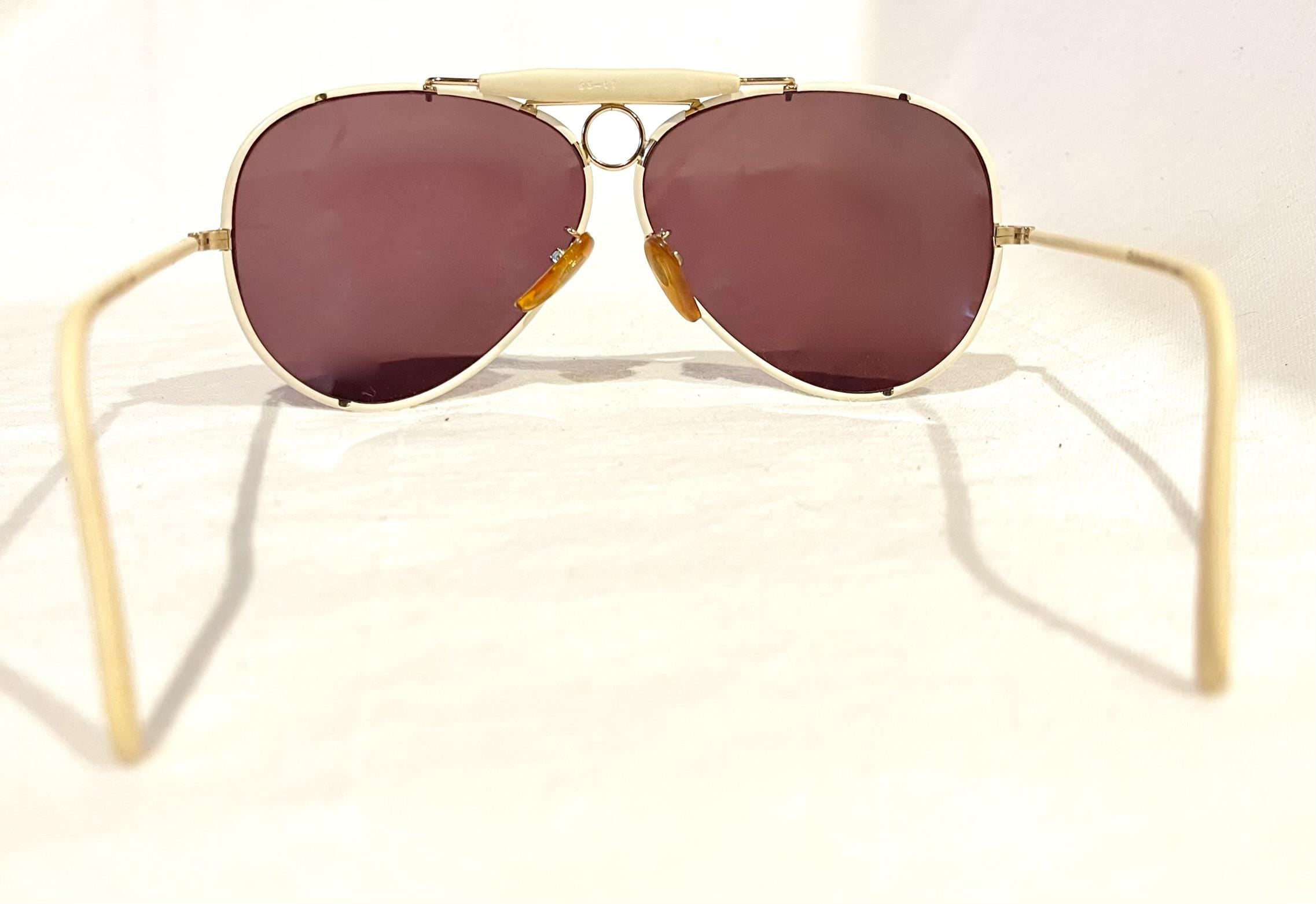 Vintage 1970s POLO Ralph Lauren Sunglasses, White & Gold  display picture 1