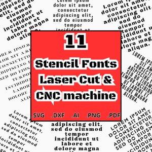 11 Pacchetto di caratteri stencil per incisione laser e taglio CNC
