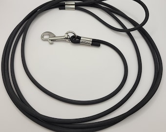 ROUND Beta BioThane® coated rope check cords and leashes. WITH Handle.  Soft leather feel. Stainless Steel hardware. 1/4" diameter