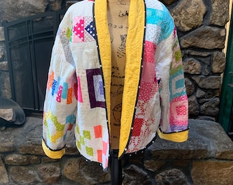 Handmade quilted jacket in bright colors
